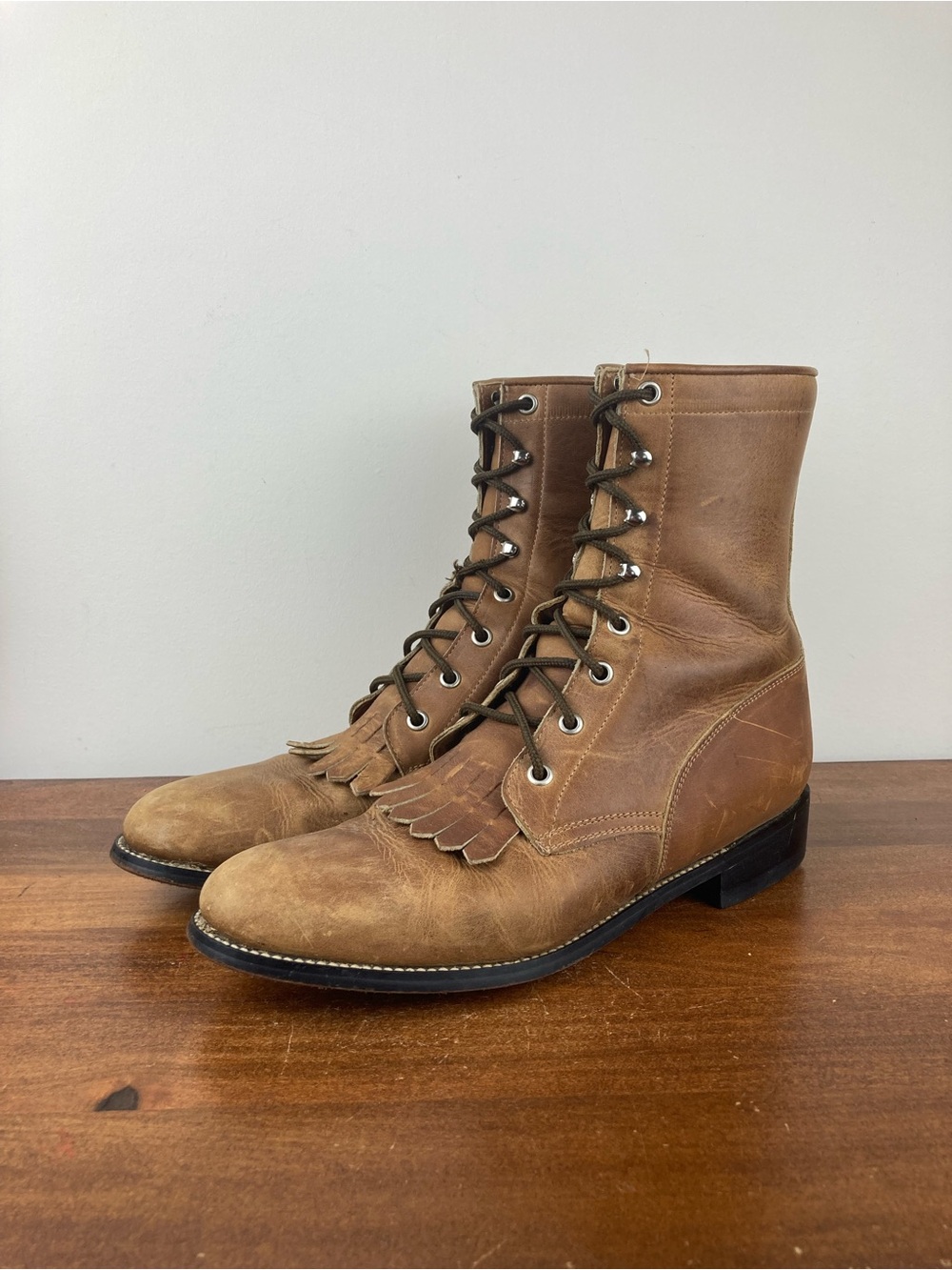 Vintage Justin Diamond J Western Kilte Boots Brown Leather Mexico Women’s 9B.